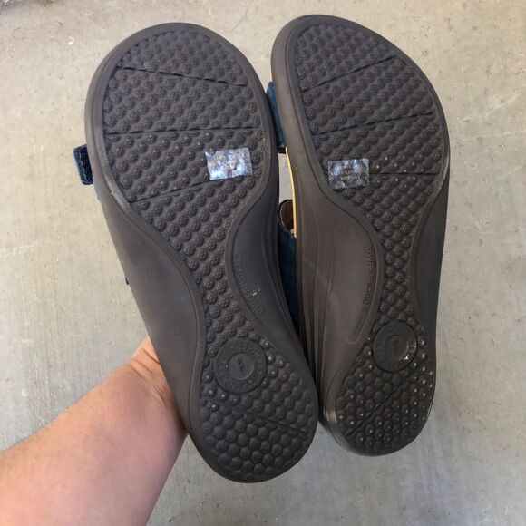 Revitalign Women’s 10 Blue Suede Comfort Sandals Orthotic Cork Footbed Slip-On - Picture 8 of 12